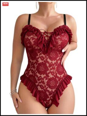 Sexy Lace Teddy Lingerie for Women Snap Crotch V-Neck